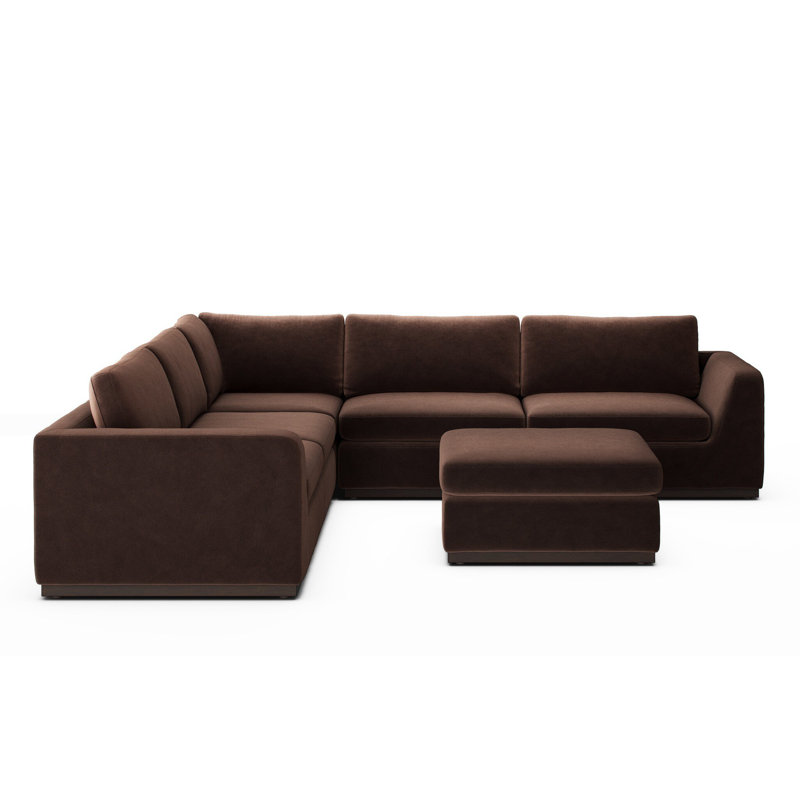 Canapé modulaire 3 pièces avec repose-pieds Whitsett, Mélange de coton et de cacao Surrey