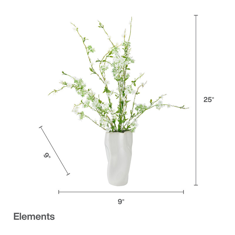 Éléments, verdure blanche artificielle, 25 po