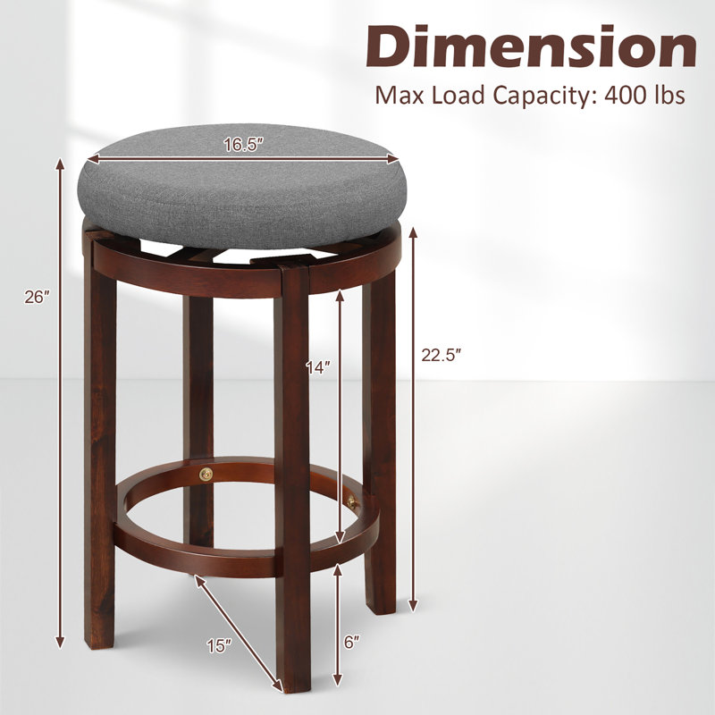 Swivel Counter Stool with Solid Wood Frame