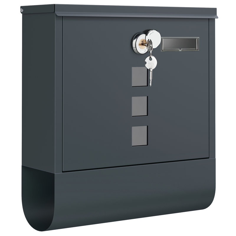 Lenka Locking Post Mounted Letter Box, 13.3'' H x 12.1'' W x 3.9'' D, Grey