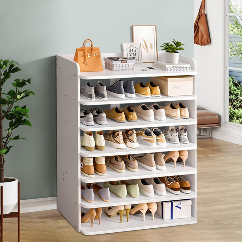 Warm white MDF shoe cabinet, 7, 104cm x 82cm x 26cm