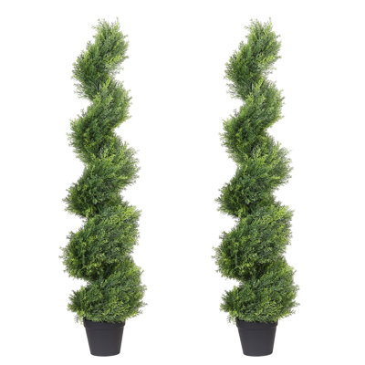 Artificial Potted Spiral Cedar Topiary