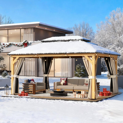 15 Ft. W x 13 Ft. Solid Wood Patio Gazebo