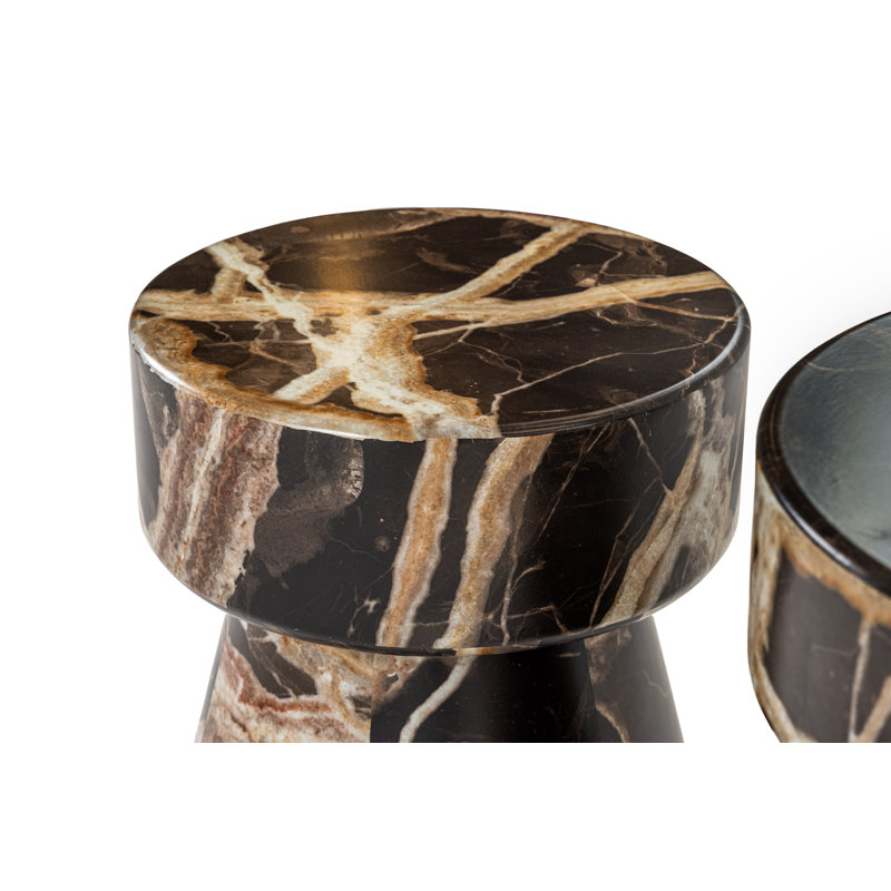 Tahlil - Ensemble de tables de bout modernes en faux marbre
