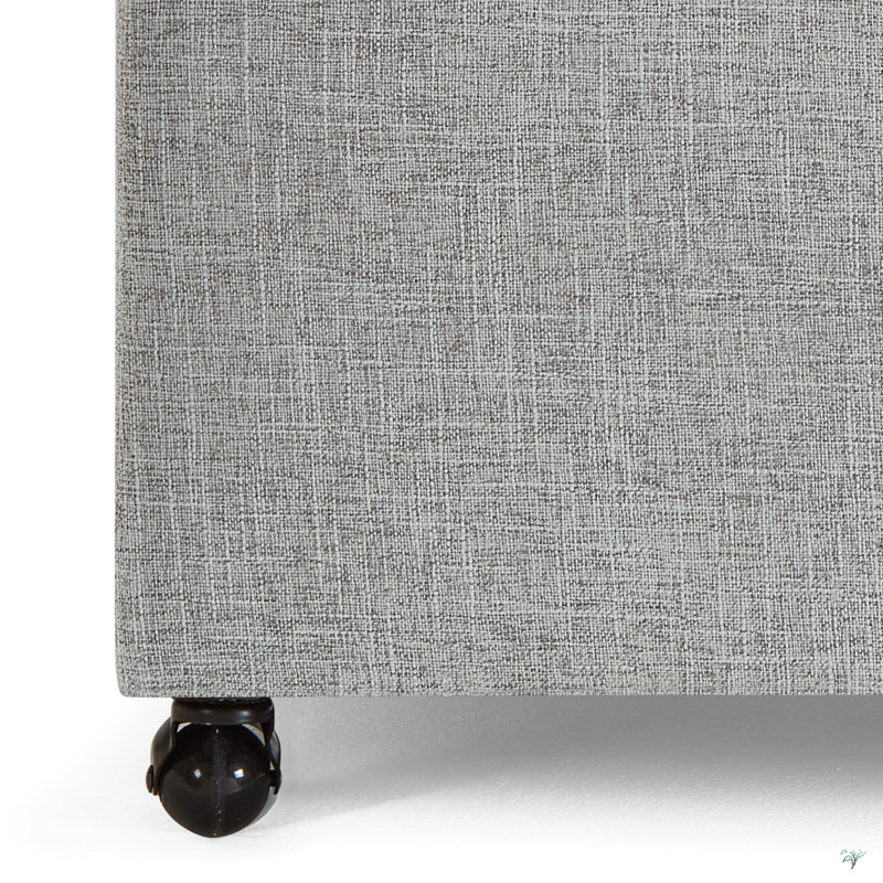 Sofa Ottoman With Storage, Modular Sectional Storage Ottoman With Wheels, Light Grey