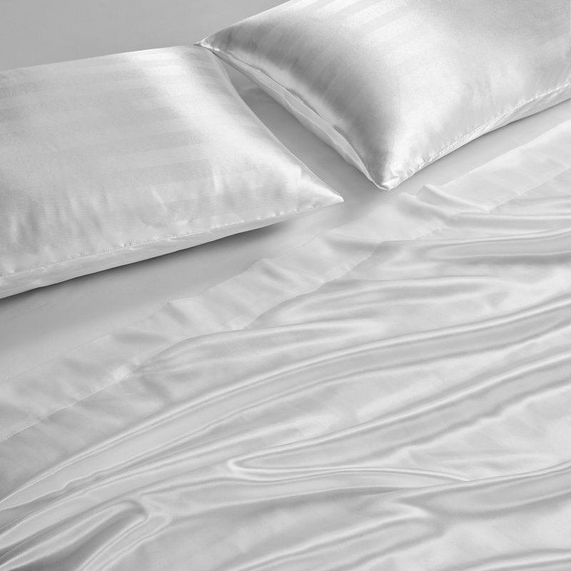 Juicy Couture Silky Satin Damask Sheet Sets, Queen Sheet Set, White