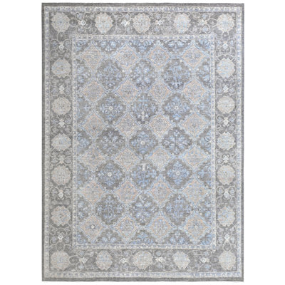 Tapis gris foncé noué à la main de haute qualité