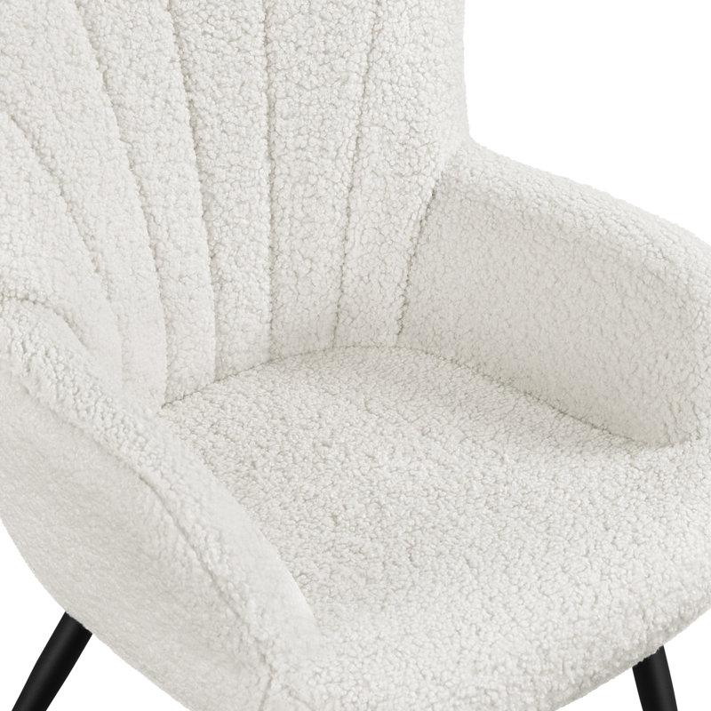 Fauteuil de 25 po Bakhyt, Noir, Bouclé ivoire