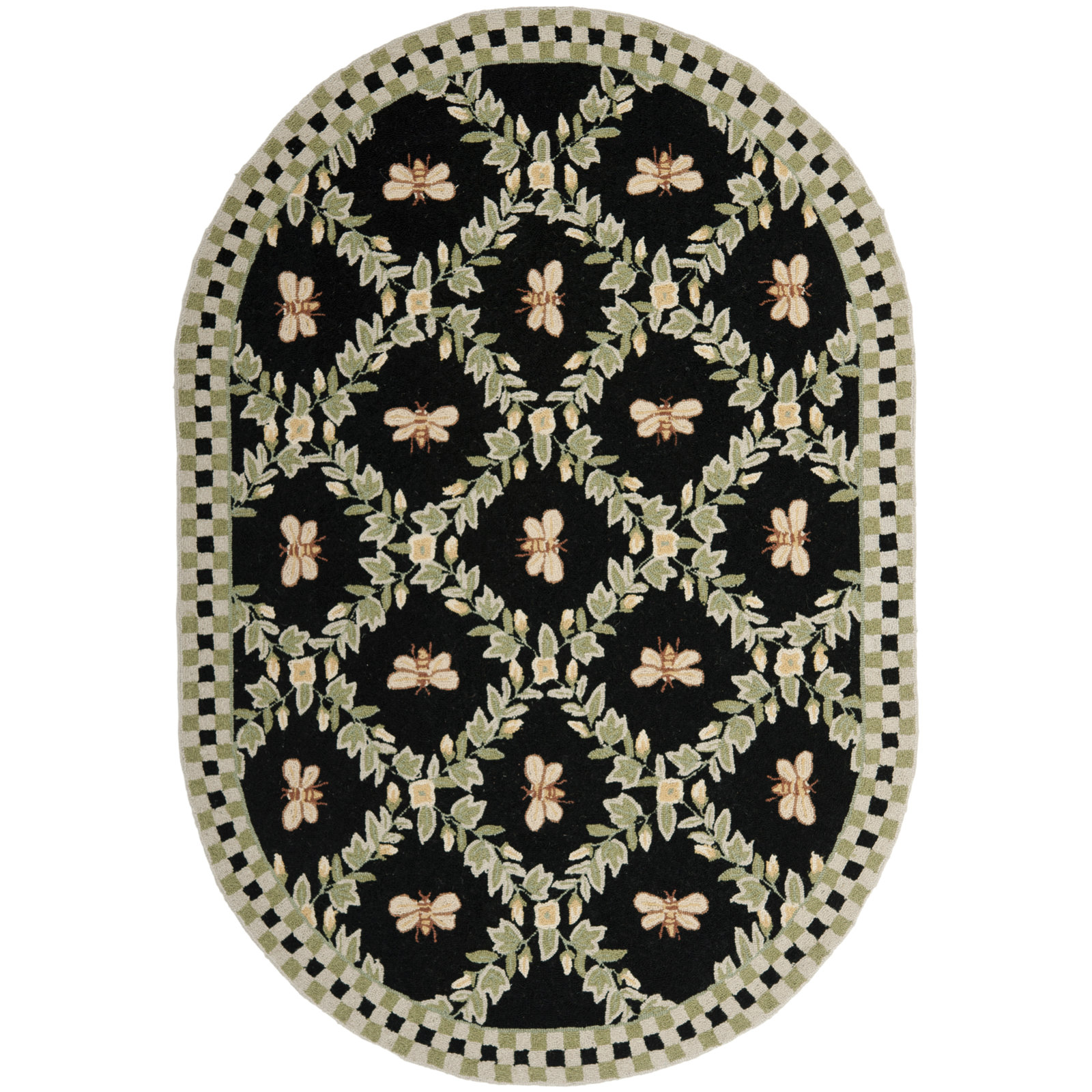 Hand-Hooked Wool Southwestern Rug, Oval 4'6" x 6'6"