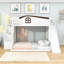 Lit superposé simple au-dessus de double en bois avec escalier de rangement, glissade, garde-robe-251113382