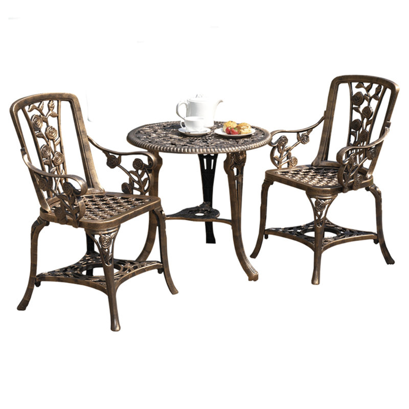 Esquibel 2 - Person Patio Dining Set with Round Table, Bronze