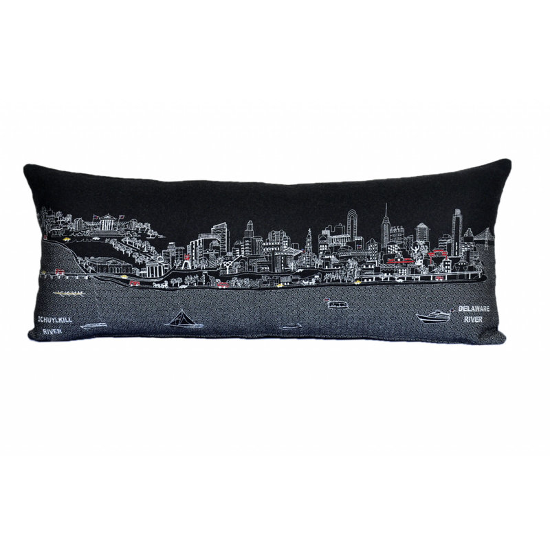 Coussin lombaire 14 "x 35" crème Philadelphia, gris, 14 po x 35 po