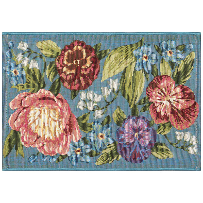 Tapis de cuisine Andreane, Aqua / bleu, Rectangle 2 pi x 2 pi 10 po