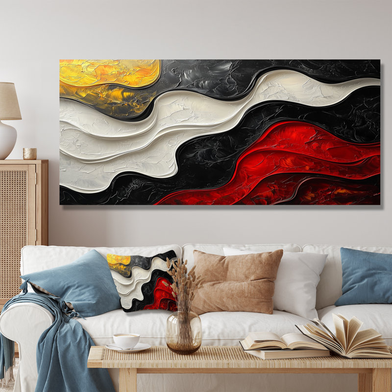 Noir, blanc, rouge, éthéré, courants, fauvisme, impression murale, H 28 po x l 60 po