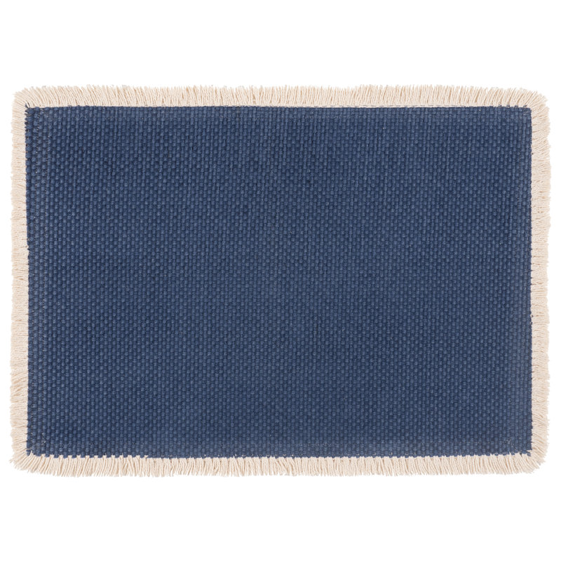 Ensemble de 4 napperons avec bordure à franges Morrone 100% coton tissé - 13 po x 19 po, Blue néerlandais