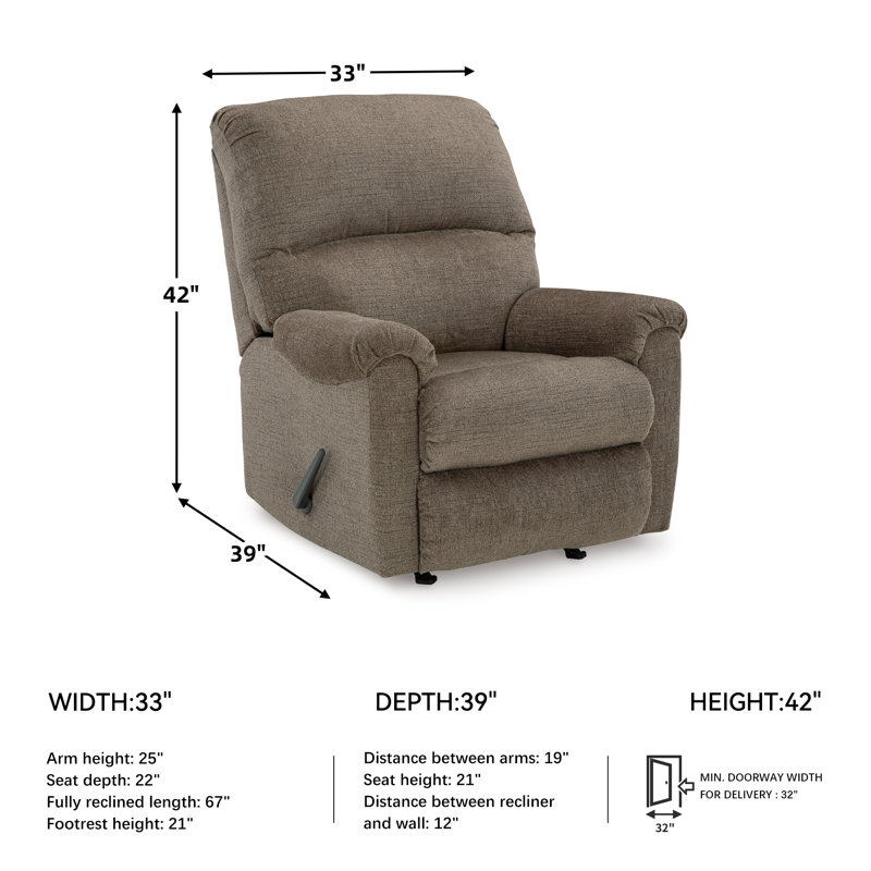 Fiarvale Upholstered Recliner, Brown Polyester