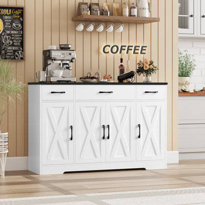 Adra 55.1'' Sideboard with 3 Drawers, Adjustable Shelves