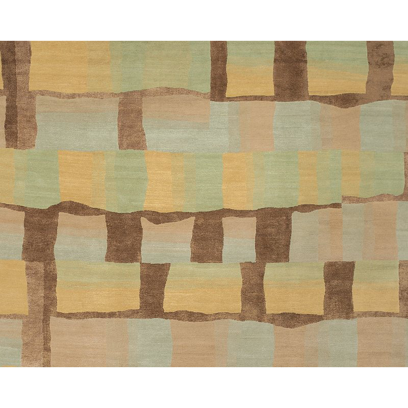 Eva H Geometric Area Rug in Beige/Green, Rectangle 9' x 12'