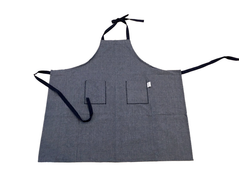 Denim Blue Solid Color Cotton Bib Apron
