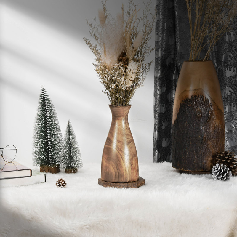 Vase en bois de manguier brun 8 pouces Natural Beauty