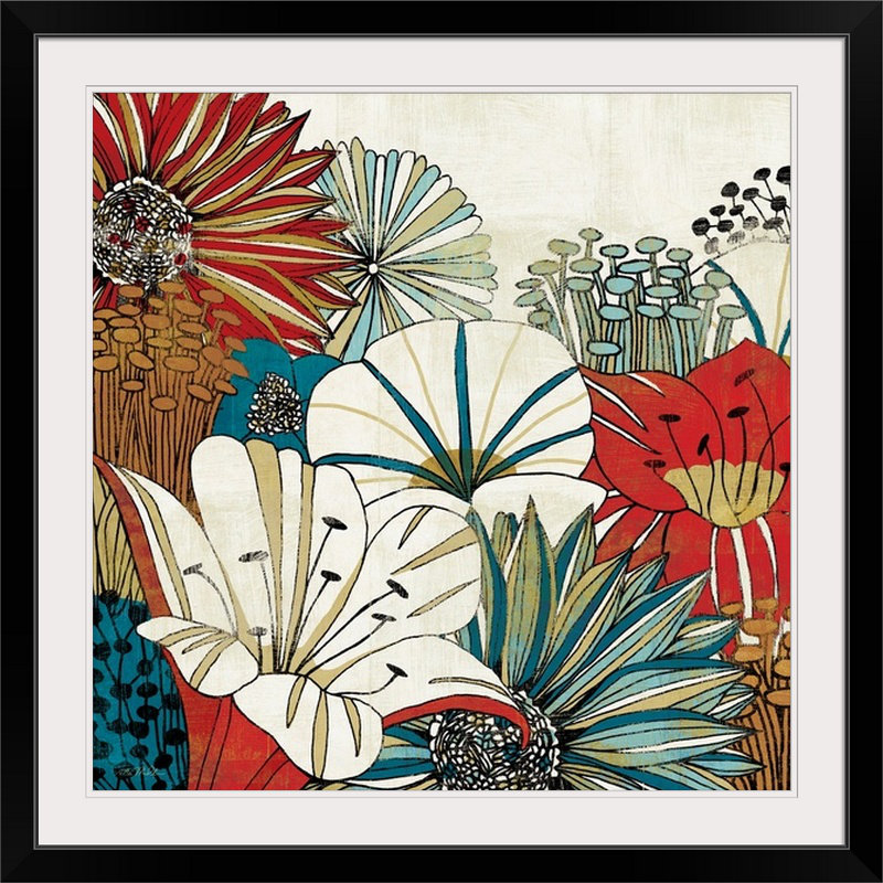«Contemporary Garden I» par Michael Mullan, reproduction d'art, H 32 po x l 32 po x P 1 po, Cadre noir