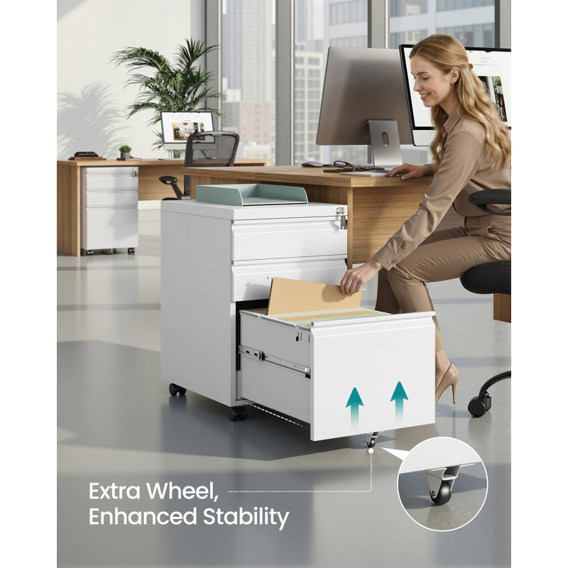 50cm Wide 3 -Drawer File Cabinet, Matte White