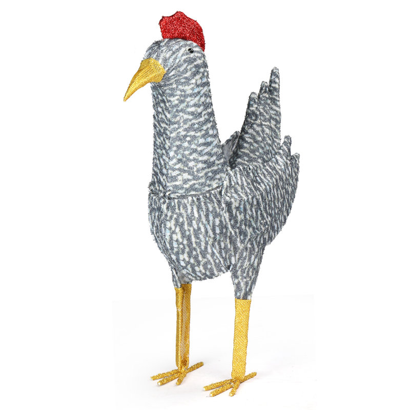 Décoration extérieure coq de Noël 2 pi éclairée