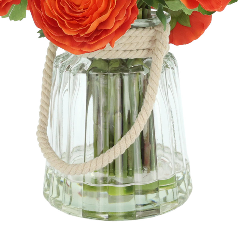 Ranunculus Fall Arrangement in a Glass Vase with Rope Accent