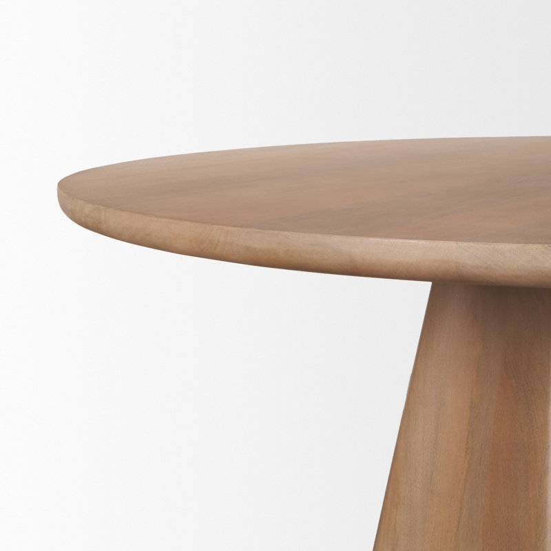 Jovani 48" Solid Light Brown Mango Wood Round Dining Table, Light Brown, 30"H x 48"L x 48"W