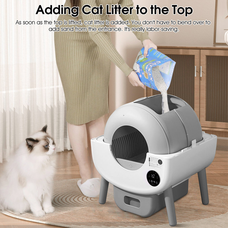 Automatic Smart Cat Litter Box, Large Capacity Self-Cleaning Litter Box With Infrared/Gravity/Ambient Light Function