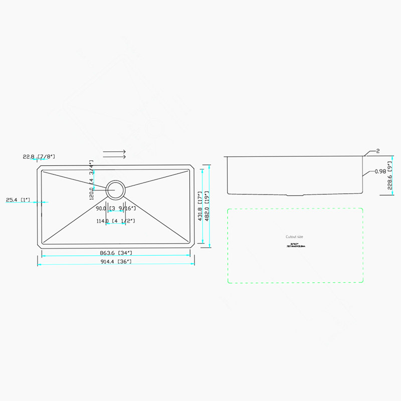 Undermount Kitchen Sink, Stainless Steel Single Bowl Sink