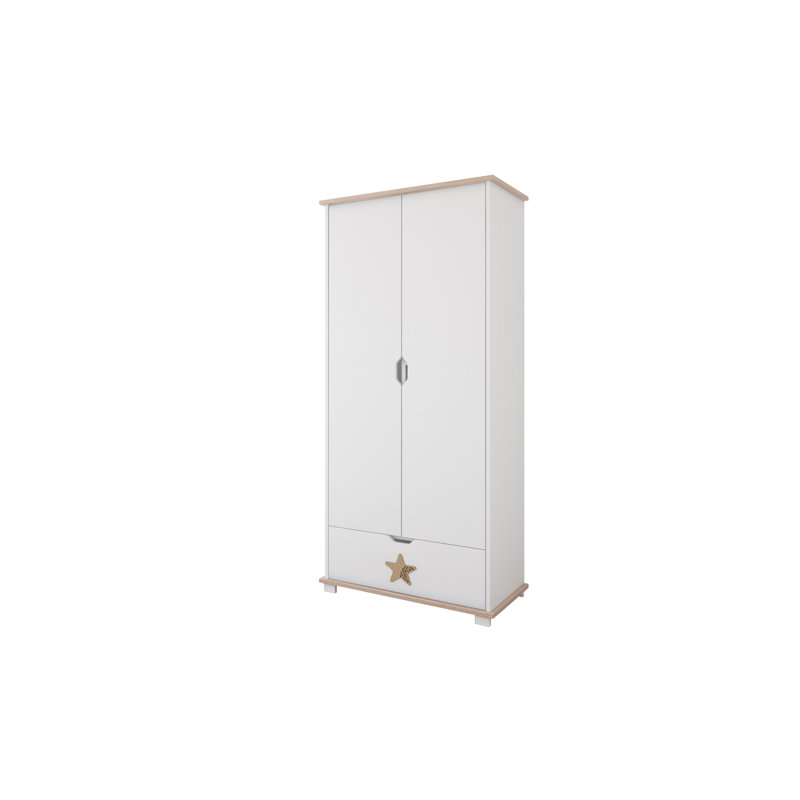 Epperson 2 Door Wardrobe, White/Oak