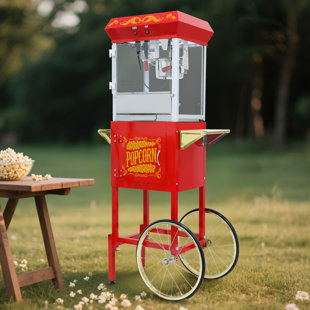 8-Ounce Popcorn Machine With Cart Theater-Style Popper With Stainless-Steel Kettle, Heated Warming Deck, And Old Vintage Drawer