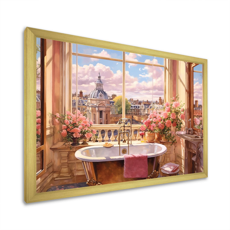 Vue élégante de la baignoire London, H 34 po x l 44 po x P 1,5 po, Cadre doré simple