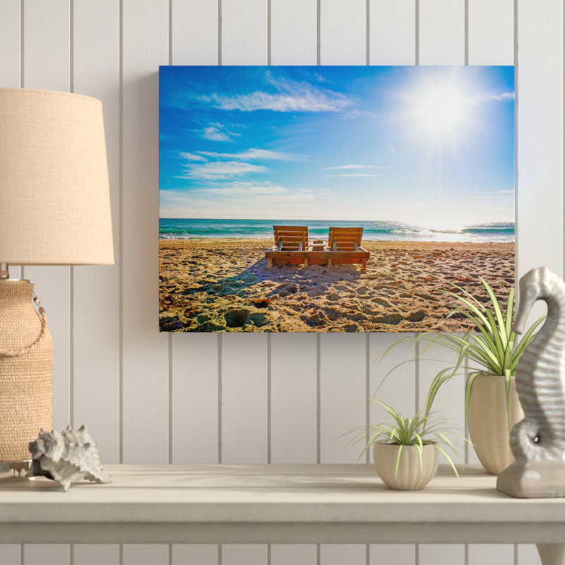 « floride beach chaise », reproduction de photo sur toile tendue, H 14 po x l 19 po x P 2 po