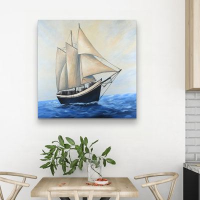 Ship gently sailing by a sunny day - 32"x32" art on canvas