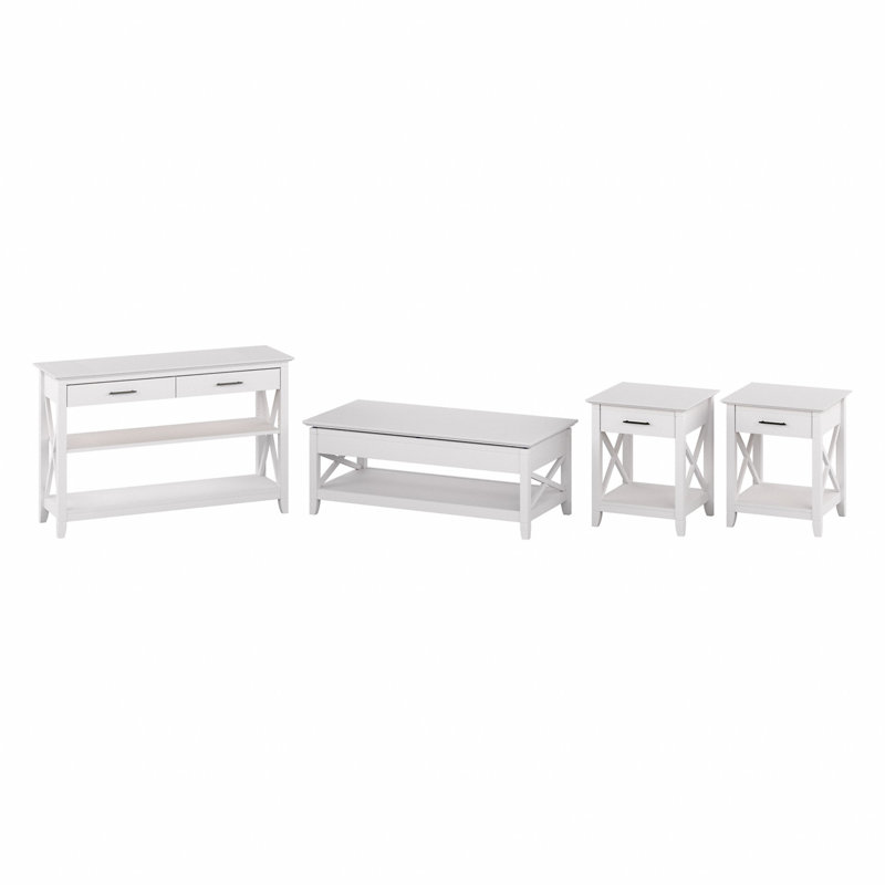 Ensemble de tables basses 4 pièces Katia, Chêne blanc pur