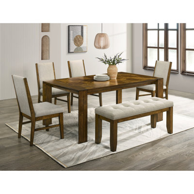 Banc Traditional 1Pc avec tissu neutre doux pour salle à manger, Charisma, capacité de charge de 32 lb, largeur 47,6 po