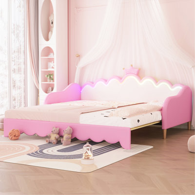 Extending Daybed with LED Lights, Modern Upholstered Princess Daybed by Gemma Violet