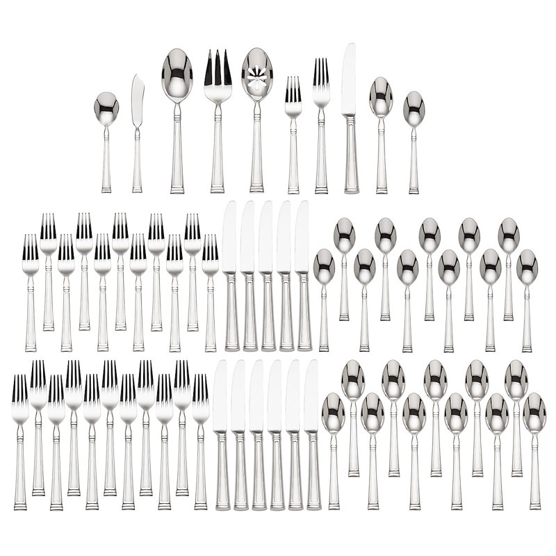 Esquire 65 Piece Stainless Steel Flatware Set, Service for 12