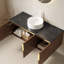 Meuble-lavabo et lavabo mural de luxe 48 po, plateau en pierre noire, finition chêne moderne
