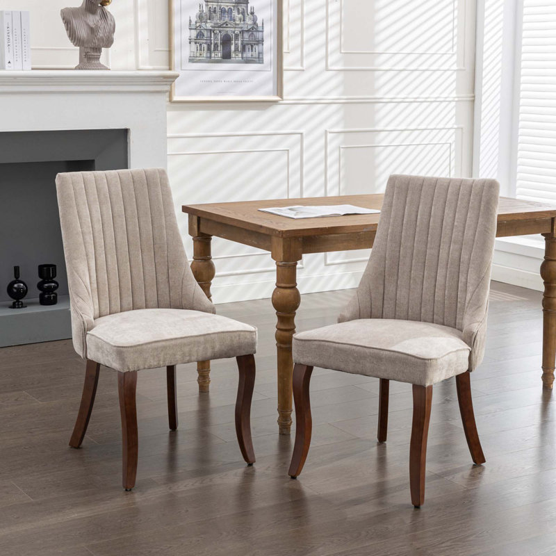 Chaise de salle à manger en lin, Velours beige