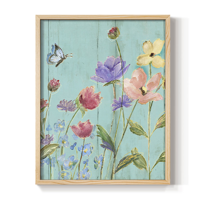 «Wildflower Flutter III», reproduction encadrée - bois massif, H 11 po x l 9 po, Naturel