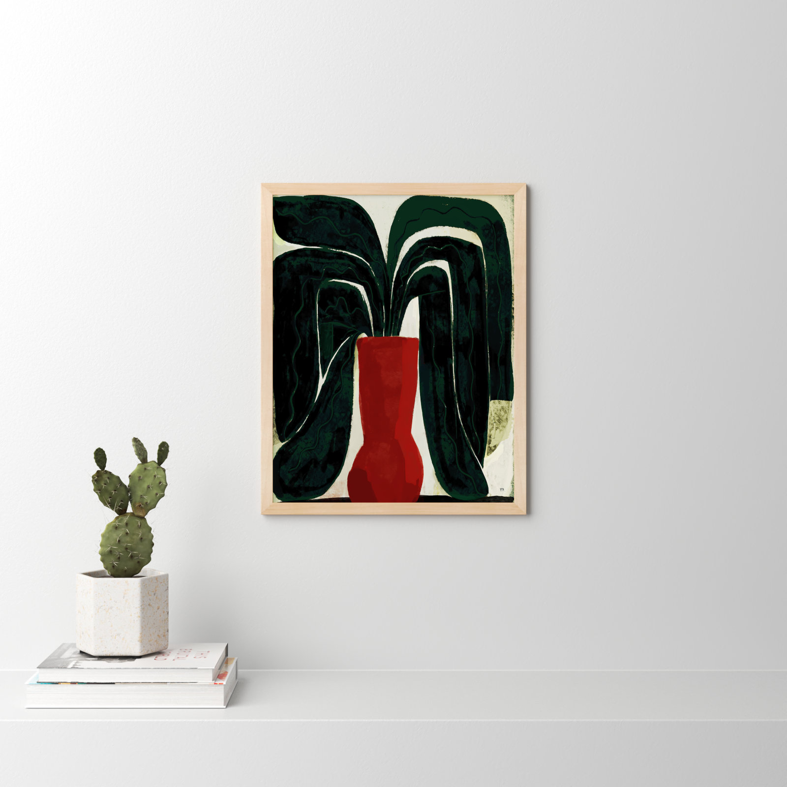 Adrianne "Plant No. 8" Painting, Brown, 25" H x 20" W x 1.25" D