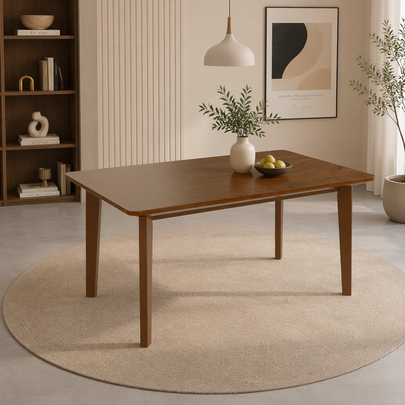 Table de salle à manger en noyer massif et rustique en bois massif - moderne minimaliste pour la cuisine, la salle à manger et le salon