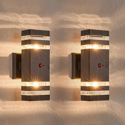 2 Pack Oil Rubbed Bronze Outdoor Wall Lights With Motion Sensor