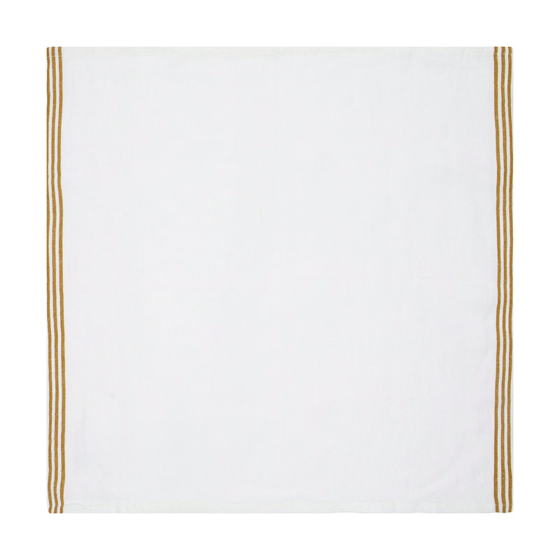 Alsace Square Napkin, White/Mustard