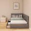 Lit de jour simple en bois avec 2 tiroirs et garde-corps rustique-429697845