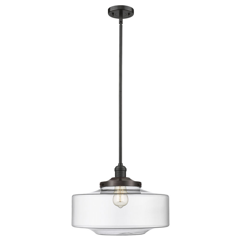 Mini-luminaire suspendu à tige lumineuse 12 po Franklin Restoration - Lainee - ampoule non incluse - finition bronze frotté