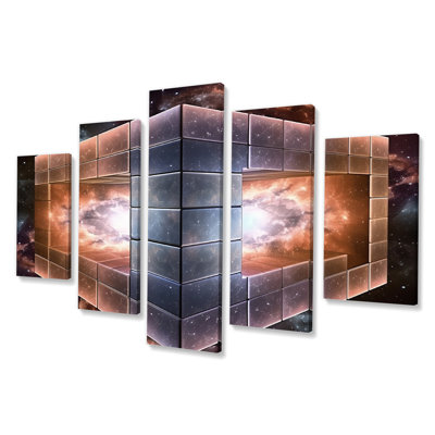 «Block Universe Theory Space Galaxy I», reproduction d'art sur toile - 5 panneaux